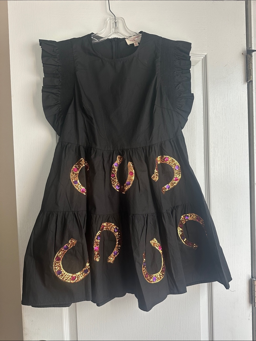 Peach love with Gold & Purple Embellished Horseshoes dress nwot small